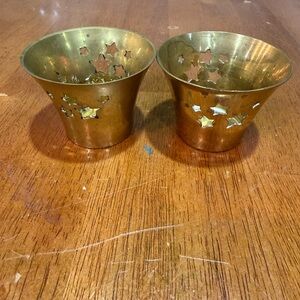Brass star cutout candle holders